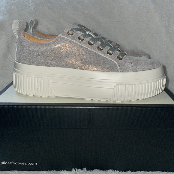 NWT J/SLIDES WEST Bronze Metallic Leather Sneaker - Picture 8 of 15